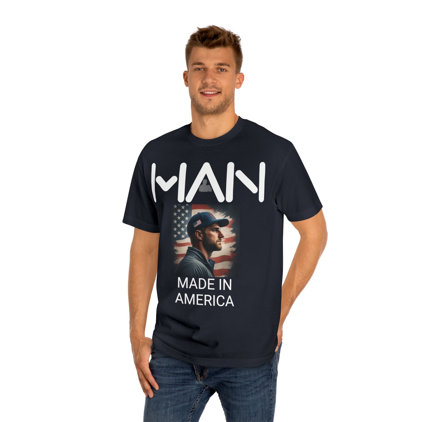 Blue/Black Man Made in America T-Shirt